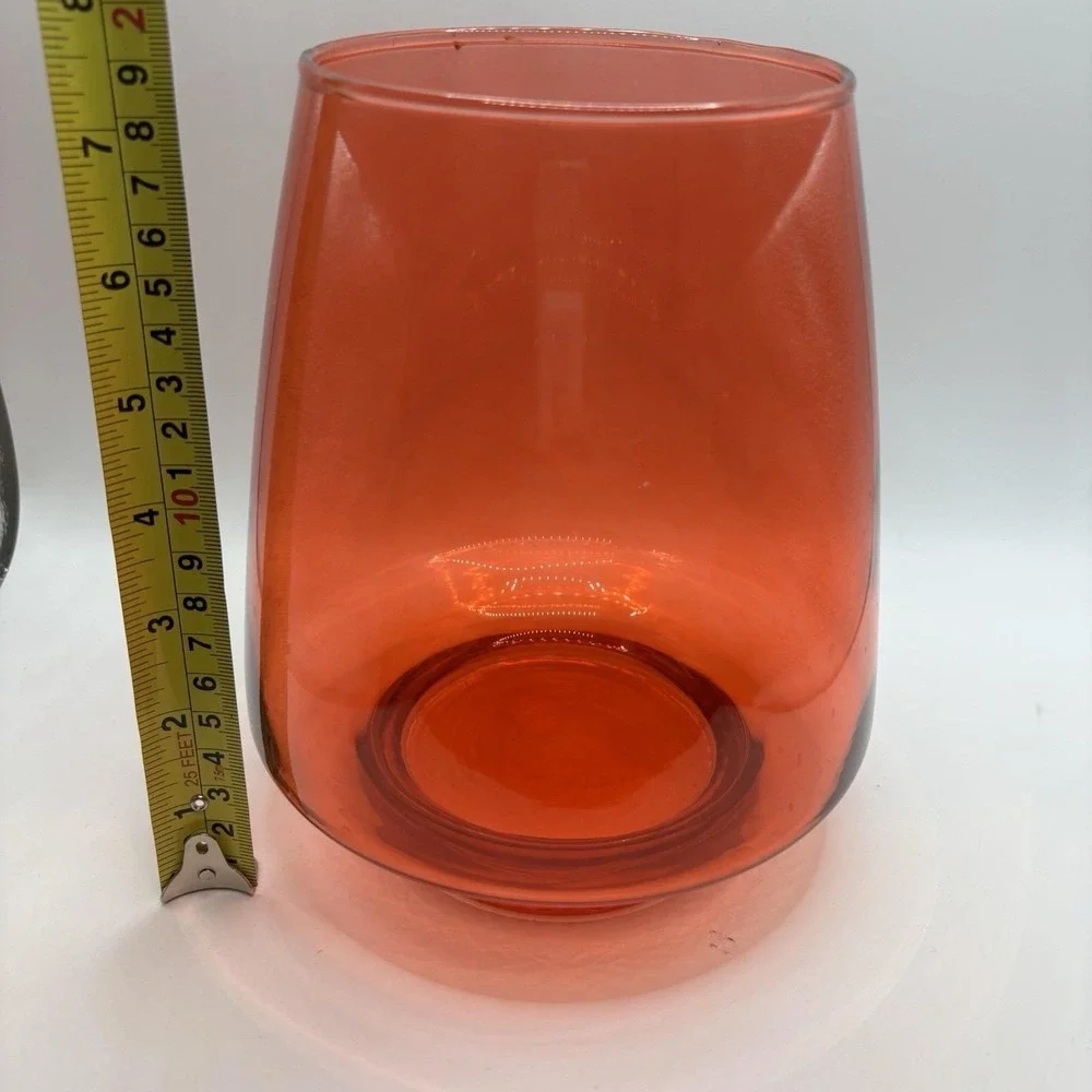 Vtg‎ Empoli Vase Italy Red Orange Extended Base  Globe  MCM 7.5 In Tall